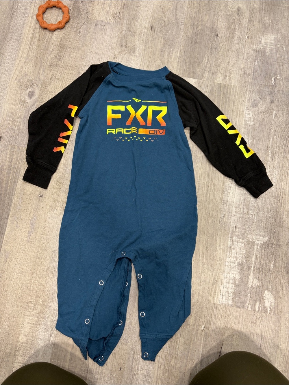 FXR Blue & Black Kids Long-Sleeve One-Piece Bodysuit